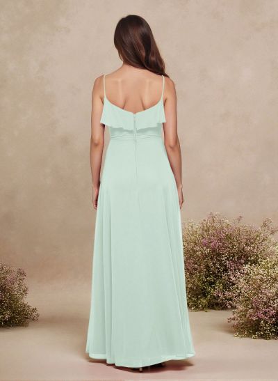 Sweet & Flow A-Line Sweetheart Floor-Length Chiffon Bridesmaid With Ruffle