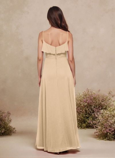 Sweet & Flow A-Line Sweetheart Floor-Length Chiffon Bridesmaid With Ruffle