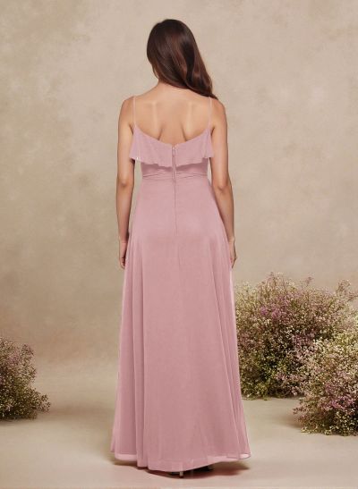 Sweet & Flow A-Line Sweetheart Floor-Length Chiffon Bridesmaid With Ruffle