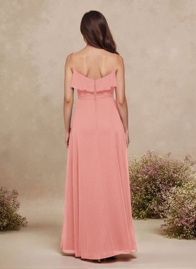 Sweet & Flow A-Line Sweetheart Floor-Length Chiffon Bridesmaid With Ruffle