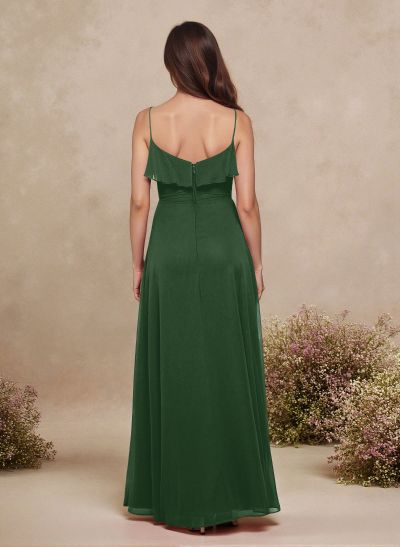 Sweet & Flow A-Line Sweetheart Floor-Length Chiffon Bridesmaid With Ruffle