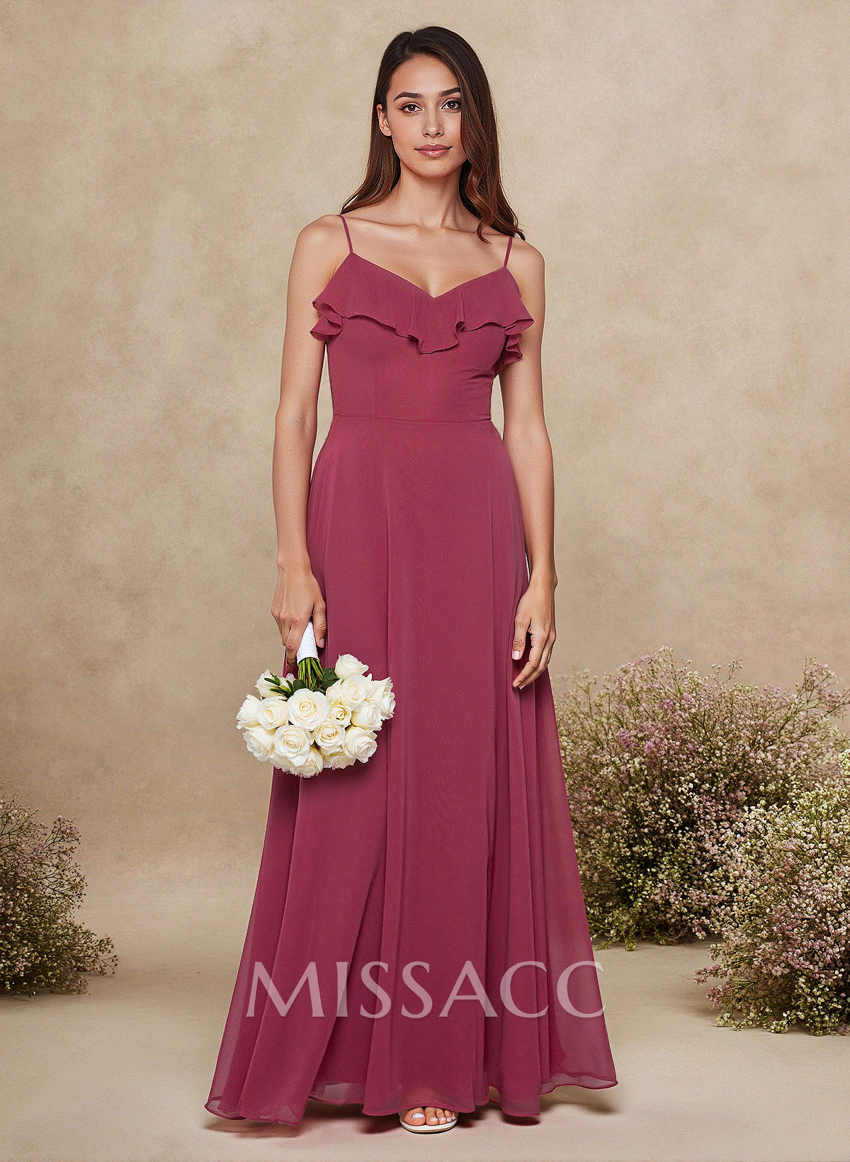 Sweet & Flow A-Line Sweetheart Floor-Length Chiffon Bridesmaid With Ruffle