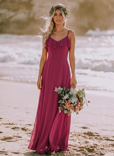 Sweet & Flow A-Line Sweetheart Floor-Length Chiffon Bridesmaid With Ruffle