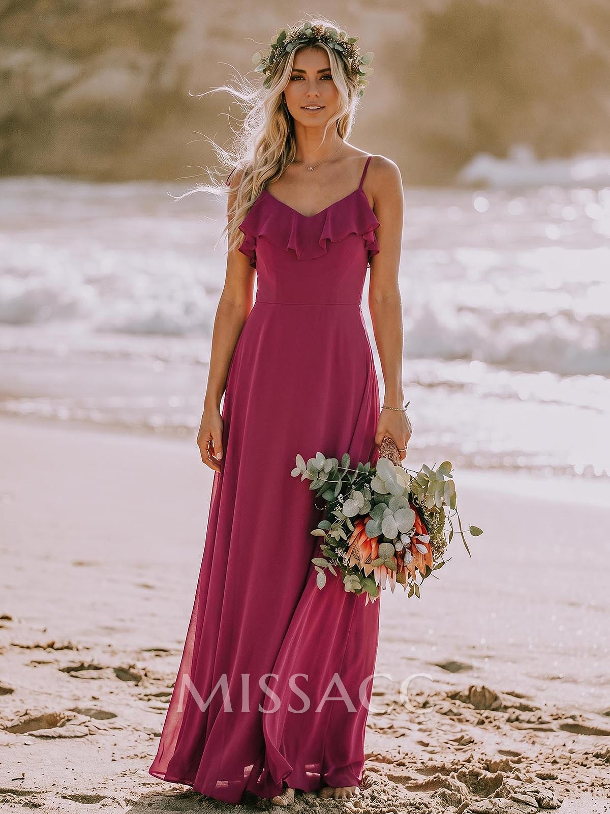 Sweet & Flow A-Line Sweetheart Floor-Length Chiffon Bridesmaid With Ruffle