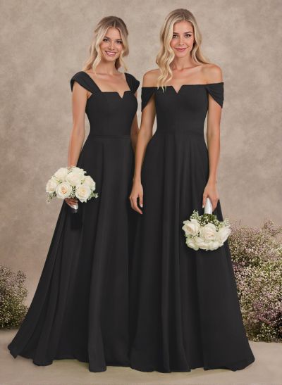 Elegant Square Neckline A-Line Floor-Length Chiffon Bridesmaid Dresses