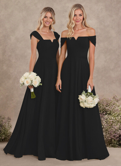 Elegant Square Neckline A-Line Floor-Length Chiffon Bridesmaid Dresses