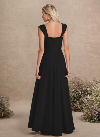 Elegant Square Neckline A-Line Floor-Length Chiffon Bridesmaid Dresses