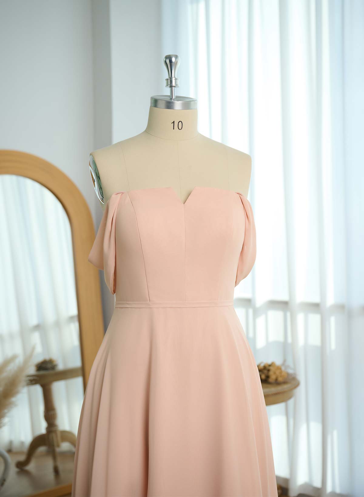 Elegant Square Neckline A-Line Floor-Length Chiffon Bridesmaid Dresses
