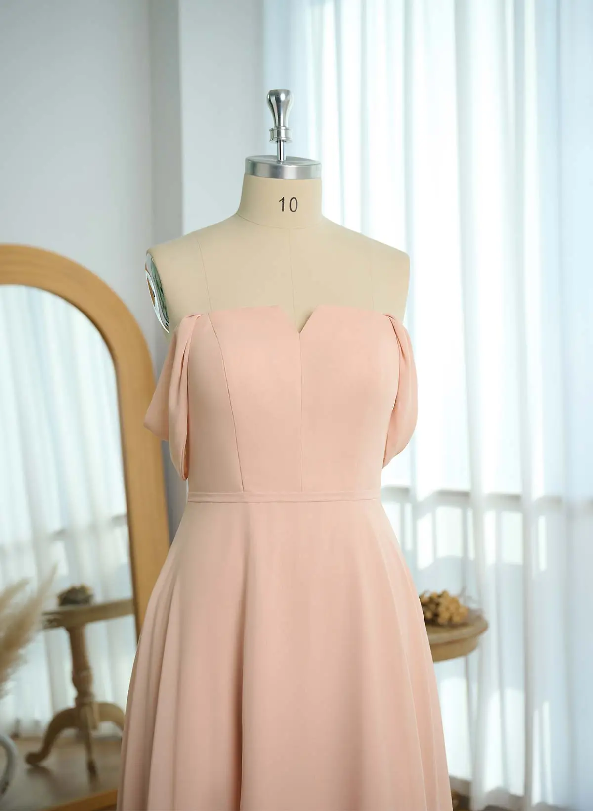 Elegant Square Neckline A-Line Floor-Length Chiffon Bridesmaid Dresses