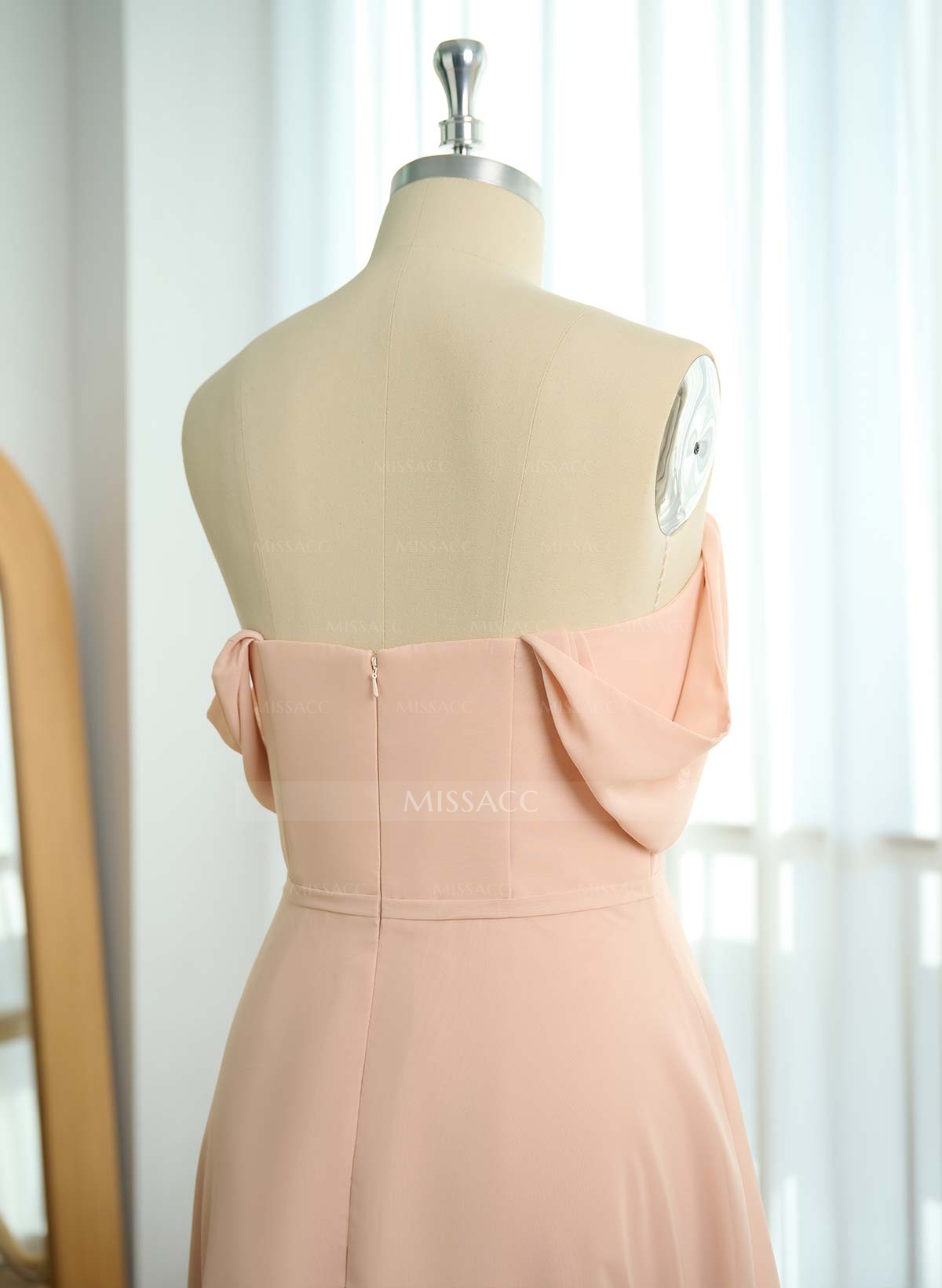 Elegant Square Neckline A-Line Floor-Length Chiffon Bridesmaid Dresses