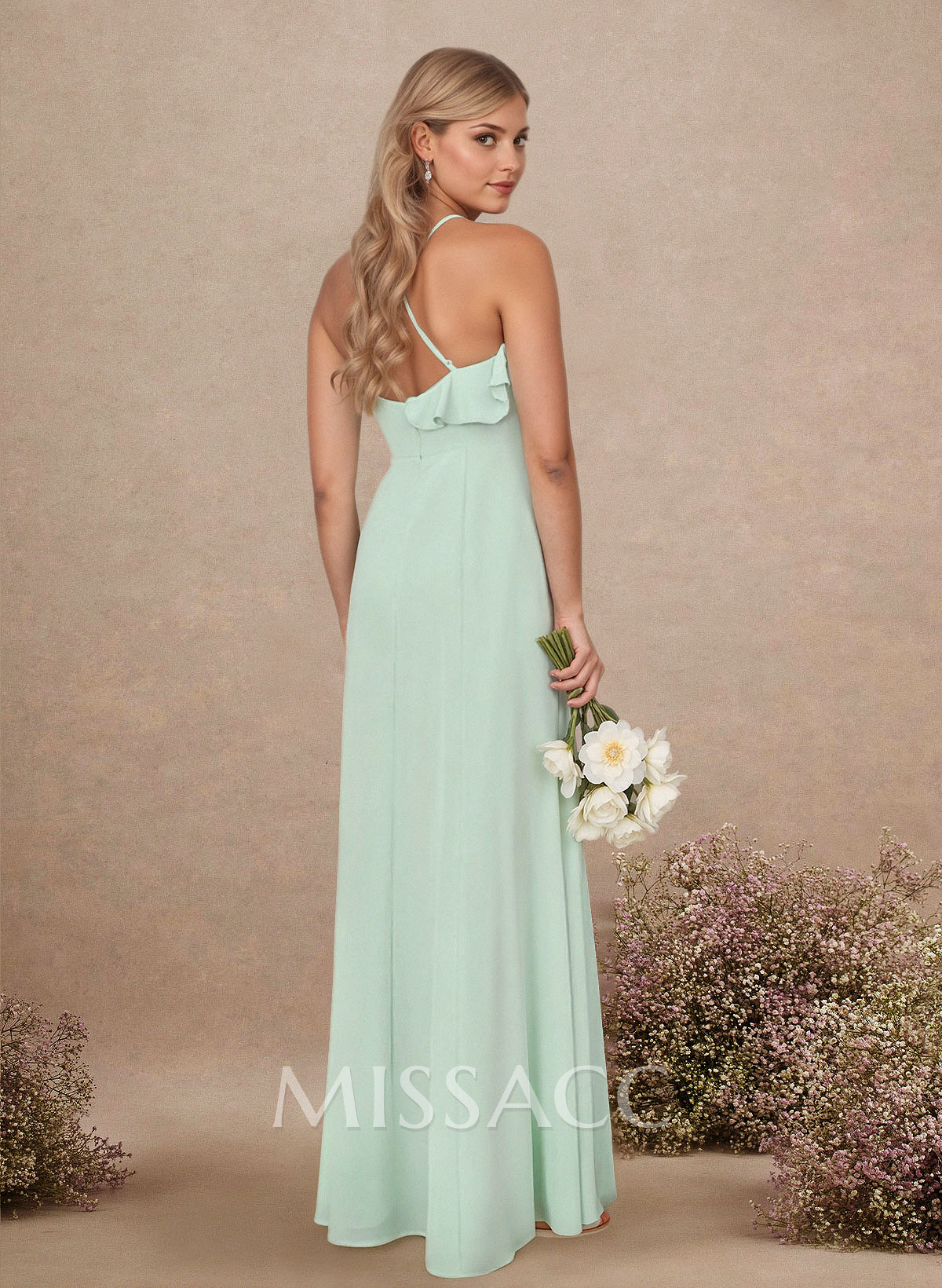 Elegant Ruffle Sweetheart Split Front Floor-Length Chiffon Bridesmaid Dresses