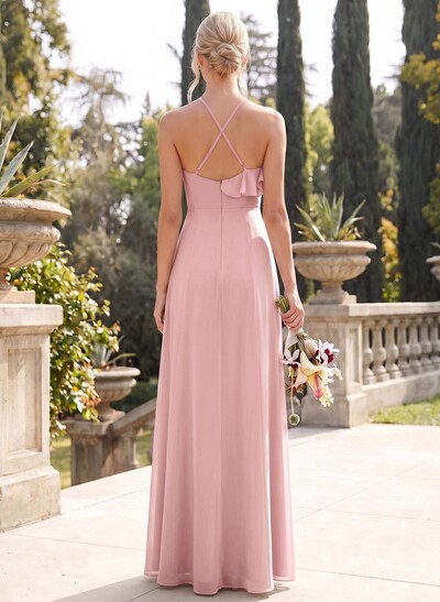 Elegant Ruffle Sweetheart Split Front Floor-Length Chiffon Bridesmaid Dresses