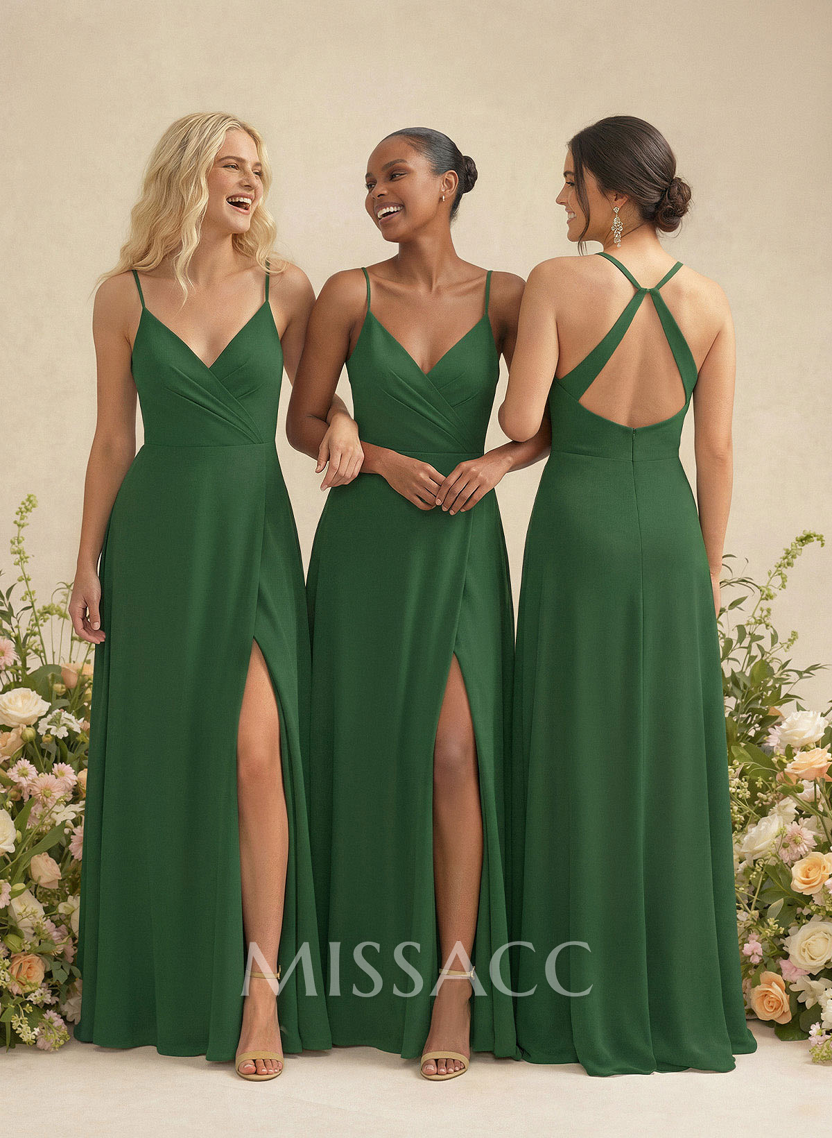 Classic V-Neck Back Hole A-Line Floor-Length Chiffon Bridesmaid Dresses Classic V-Neck Back Hole A-Line Floor-Length Chiffon Bridesmaid Dresses
