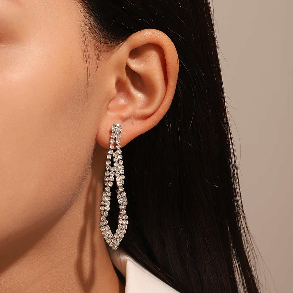 Simple Rhinestone Tassel Earrings