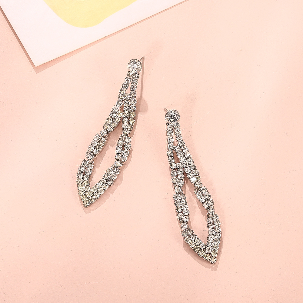 Simple Rhinestone Tassel Earrings