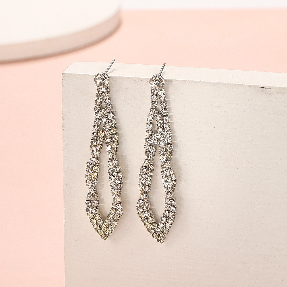 Simple Rhinestone Tassel Earrings