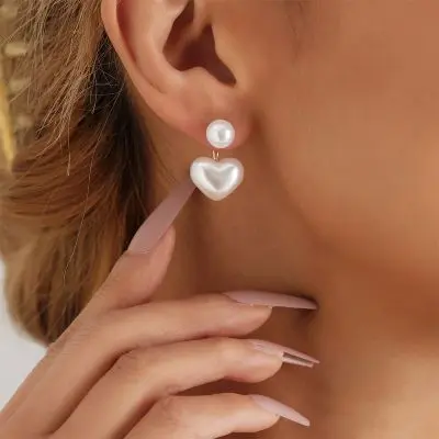 Sweet Heart Faux Pearl Earrings