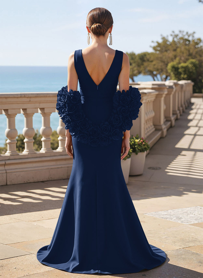 Elegant V-Neck Sleeveless Satin Mother Of The Bride Dresses With Cascading Ruffles