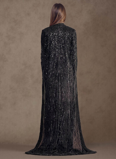 Sheath Column High Neck Long Sleeves Sweep Train Lace Satin Tulle Mother Of The Bride Dresses With Beading