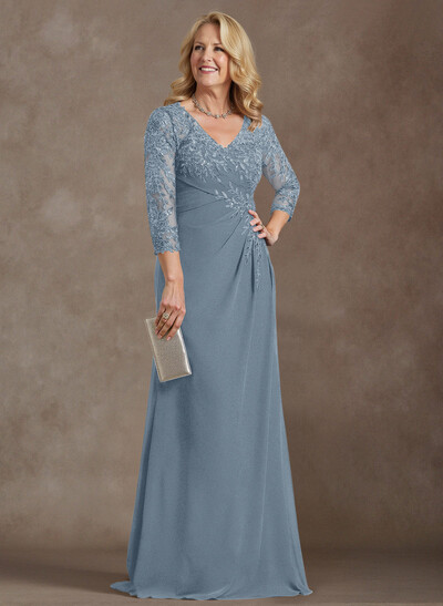 Elegant V-Neck Lace/Chiffon Mother Of The Bride Dresses With Appliques Lace