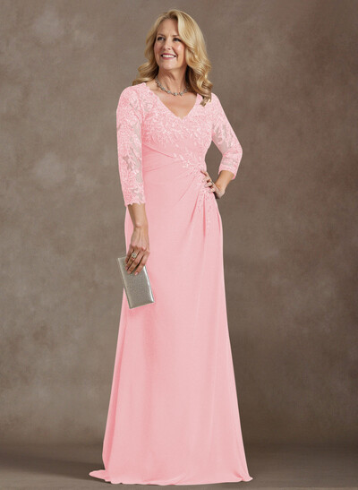 Elegant V-Neck Lace/Chiffon Mother Of The Bride Dresses With Appliques Lace