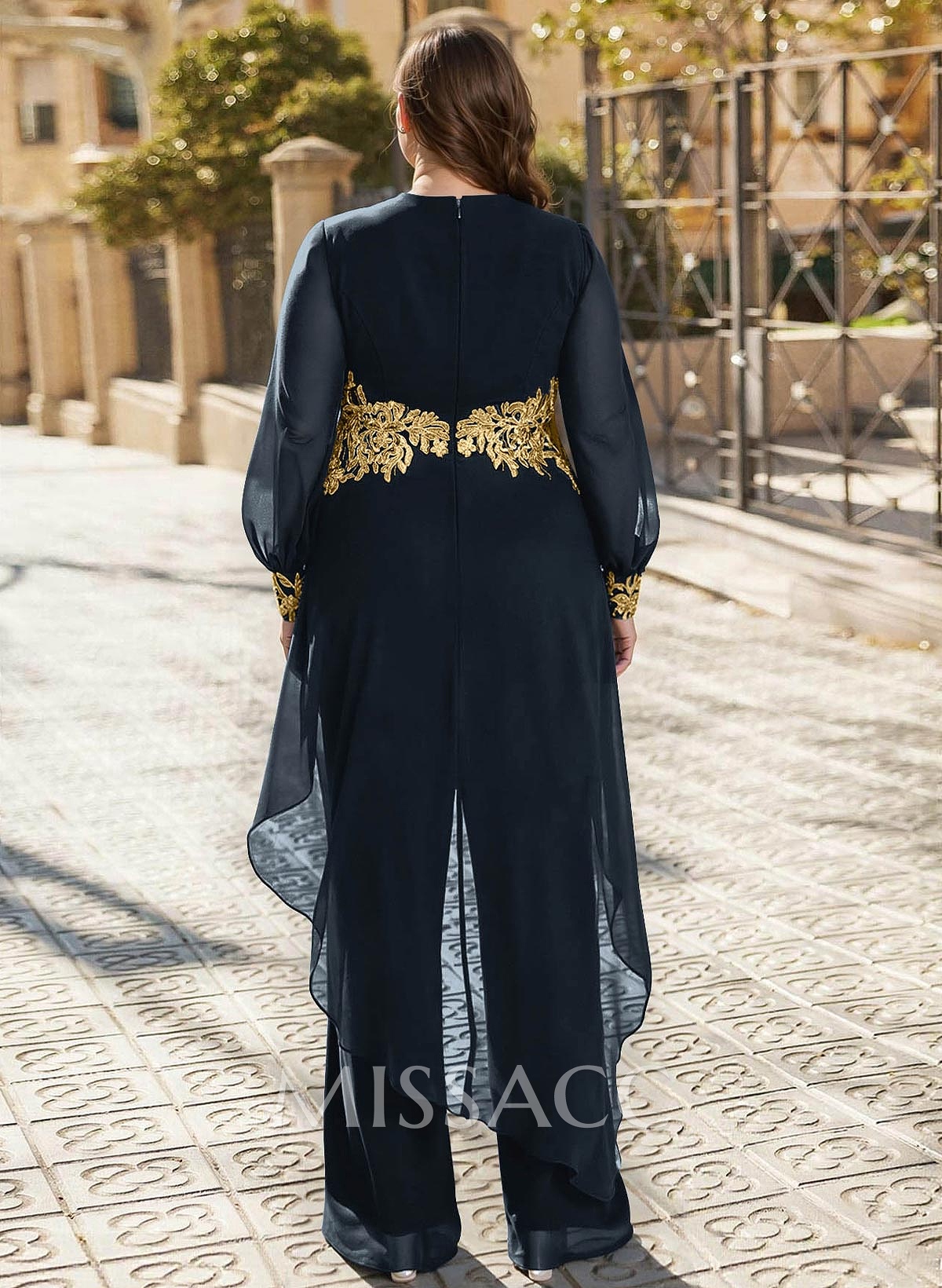 Jumpsuit V-Neck Long Sleeves Floor-Length Chiffon Mother Of The Bride Pantsuit Jumpsuit V-Neck Long Sleeves Floor-Length Chiffon Mother Of The Bride Pantsuit