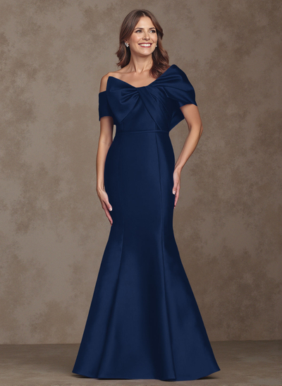 Trumpet/Mermaid Asymmetrical Floor-Length Satin Mother Of The Bride Dresses With Bow(s)
