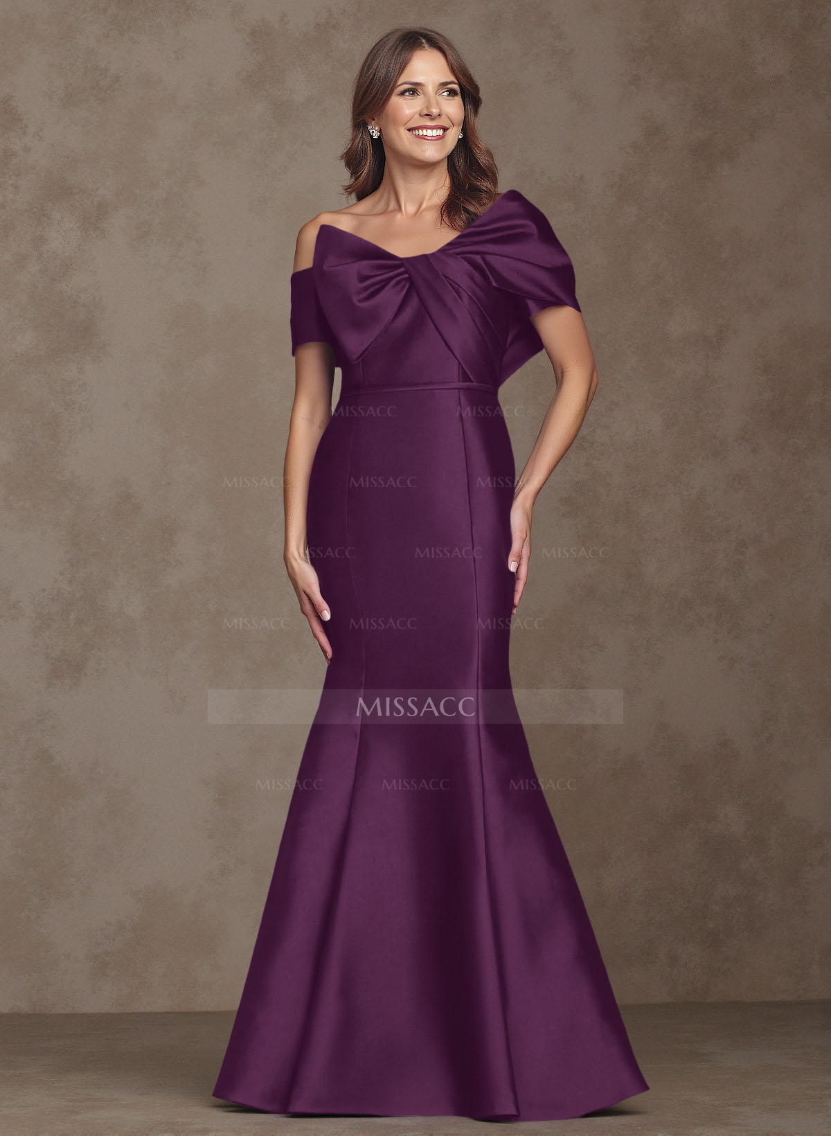 Trumpet/Mermaid Asymmetrical Floor-Length Satin Mother Of The