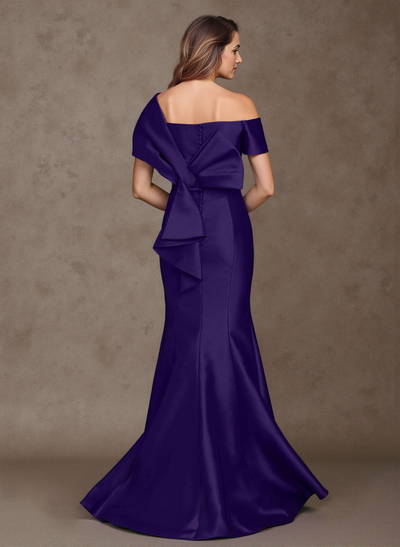Trumpet/Mermaid Asymmetrical Floor-Length Satin Mother Of The Bride Dresses With Bow(s)