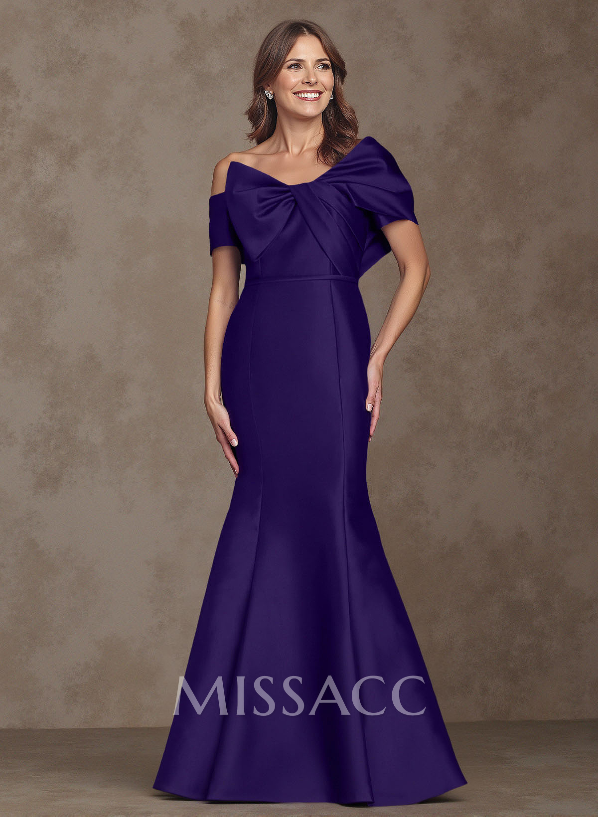 Trumpet/Mermaid Asymmetrical Floor-Length Satin Mother Of The Bride Dresses With Bow(s) Trumpet/Mermaid Asymmetrical Floor-Length Satin Mother Of The Bride Dresses With Bow(s)