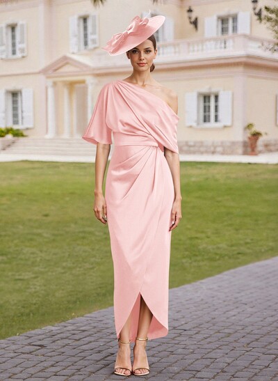 Classic  Asymmetrical Neckline Ankle-Length Satin Mother Of The Bride Dresses