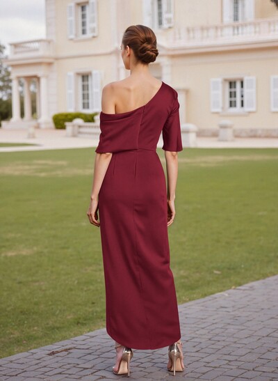 Classic  Asymmetrical Neckline Ankle-Length Satin Mother Of The Bride Dresses