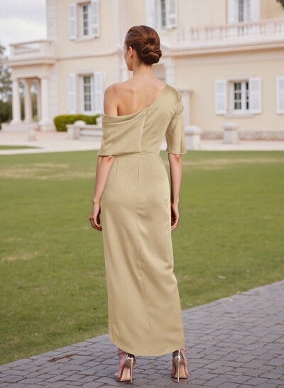 Classic  Asymmetrical Neckline Ankle-Length Satin Mother Of The Bride Dresses