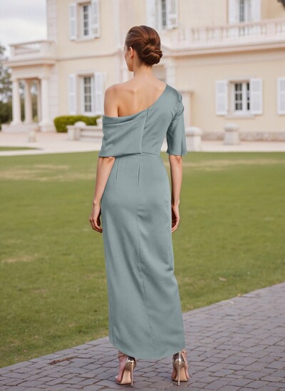 Classic  Asymmetrical Neckline Ankle-Length Satin Mother Of The Bride Dresses