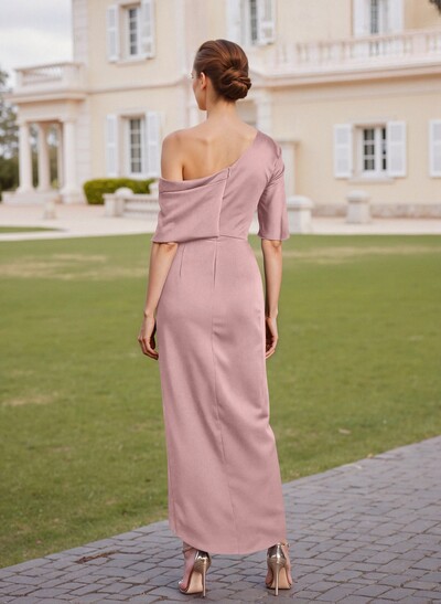 Classic  Asymmetrical Neckline Ankle-Length Satin Mother Of The Bride Dresses