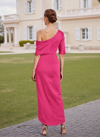 Classic  Asymmetrical Neckline Ankle-Length Satin Mother Of The Bride Dresses