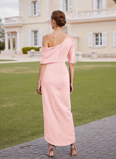 Classic  Asymmetrical Neckline Ankle-Length Satin Mother Of The Bride Dresses