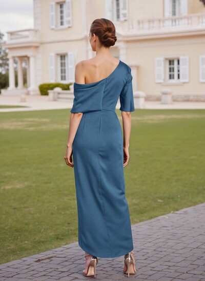 Classic  Asymmetrical Neckline Ankle-Length Satin Mother Of The Bride Dresses