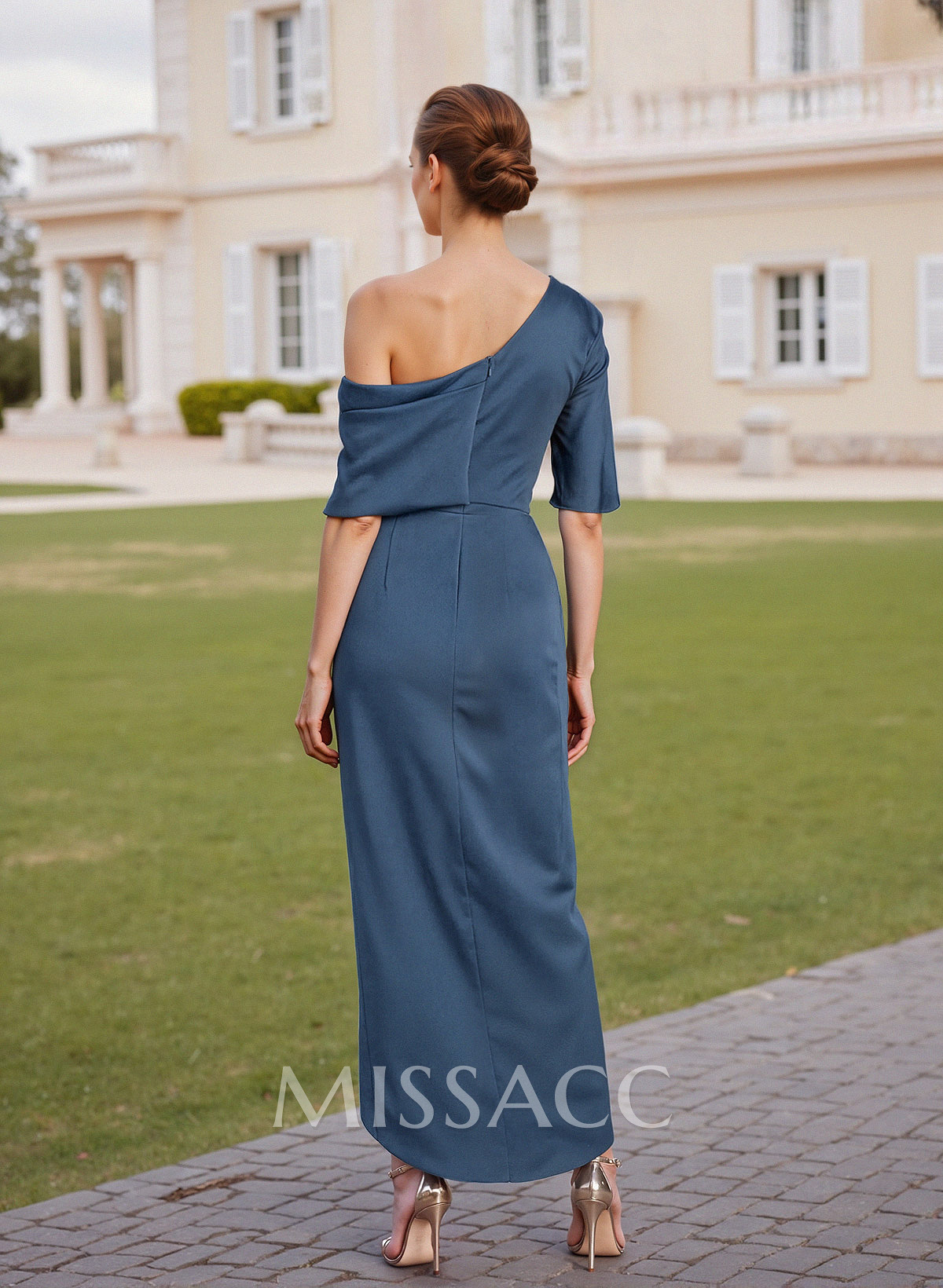 Classic Asymmetrical Neckline Ankle-Length Satin Mother Of The Bride Dresses Classic Asymmetrical Neckline Ankle-Length Satin Mother Of The Bride Dresses