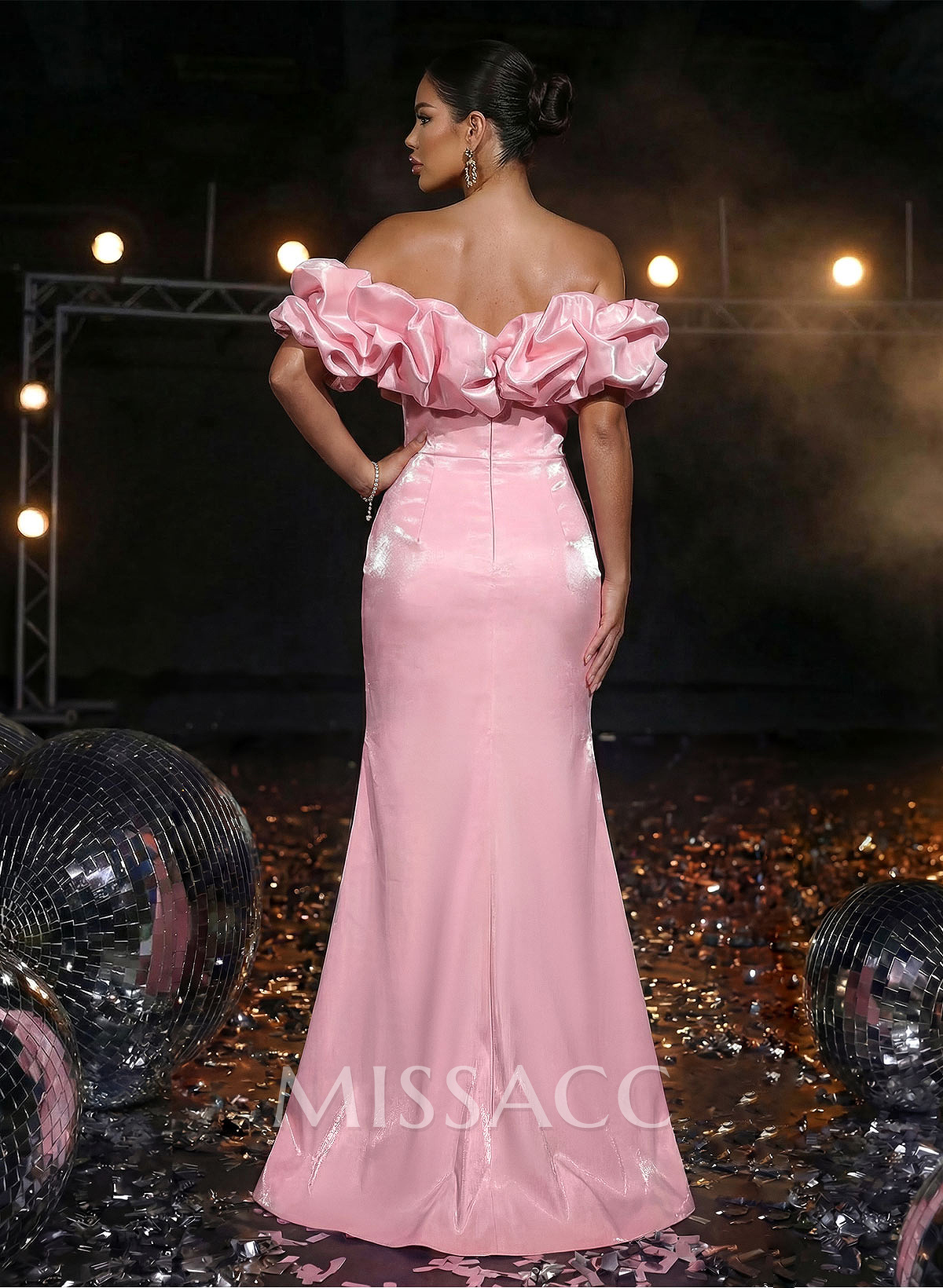 Sparkle & Shine Trumpet/Mermaid Off-The-Shoulder Prom Dresses With Split Front