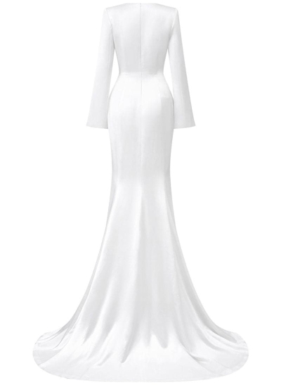 Elegant Flattering Long Sleeves Mermaid Sweep Train Satin Wedding Dresses