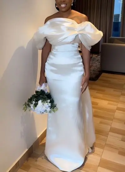 Trumpet/Mermaid Off-The-Shoulder Sleeveless Floor-Length Wedding Dresses