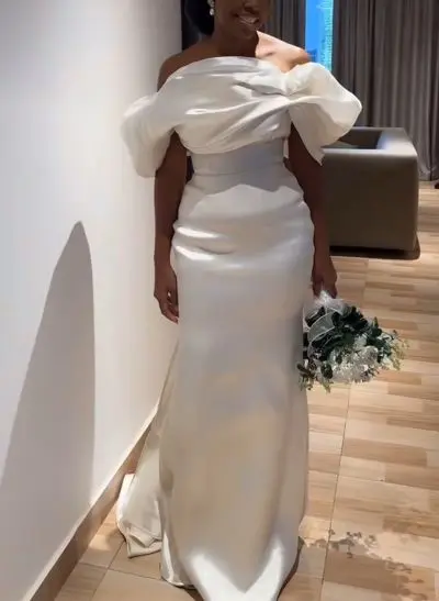Trumpet/Mermaid Off-The-Shoulder Sleeveless Floor-Length Wedding Dresses