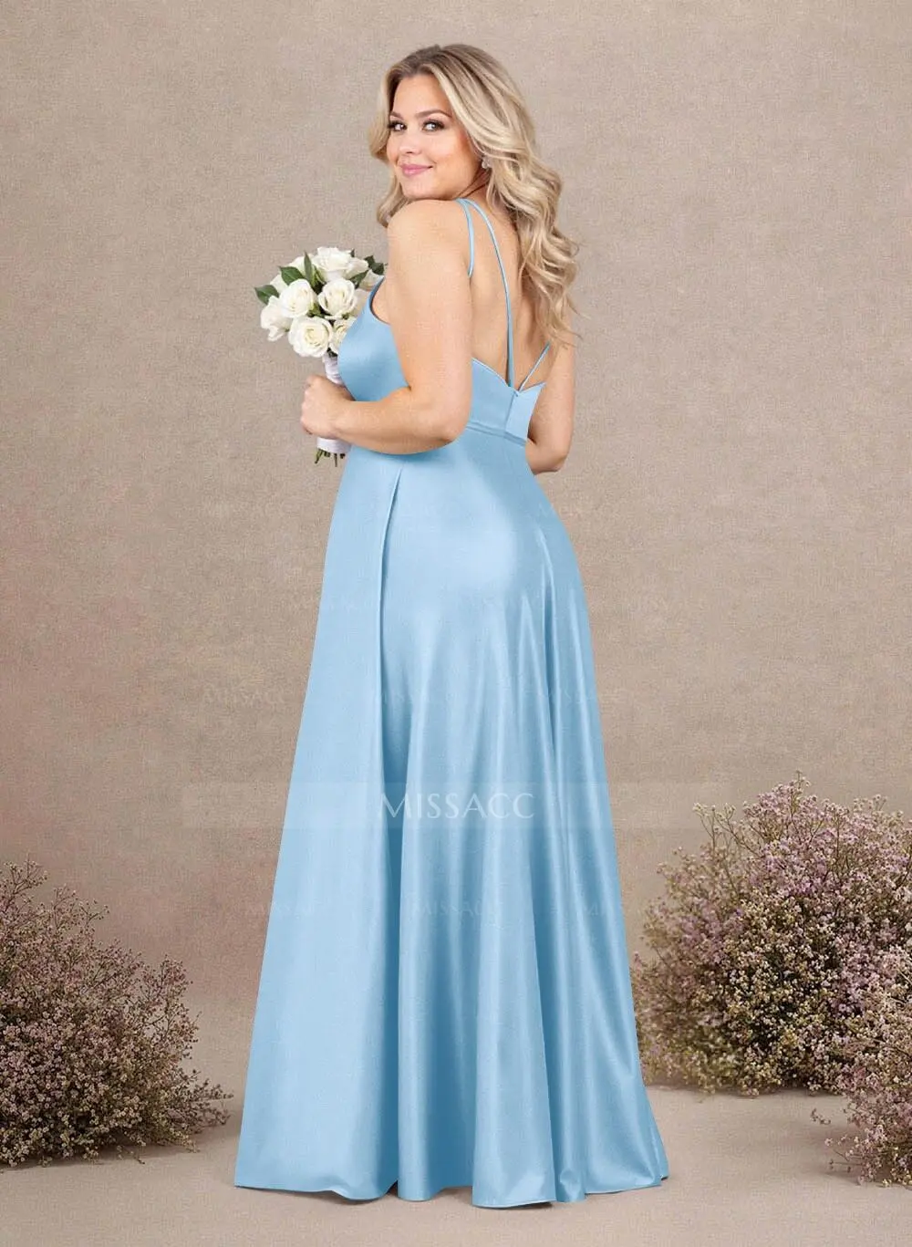 bollywood backless dress Light Pink A-Line Floor Length Pleated Cheap Bridesmaid Dresses Multiple  Bridesmaid Dresses UQ2370 main image 0