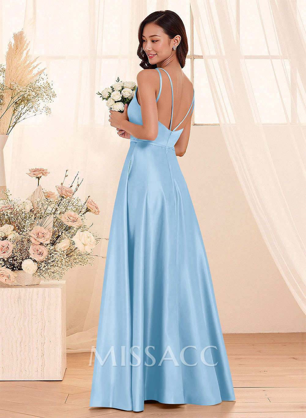 Classic Scoop Neck A-Line Floor-Length Satin Bridesmaid Dresses Classic Scoop Neck A-Line Floor-Length Satin Bridesmaid Dresses