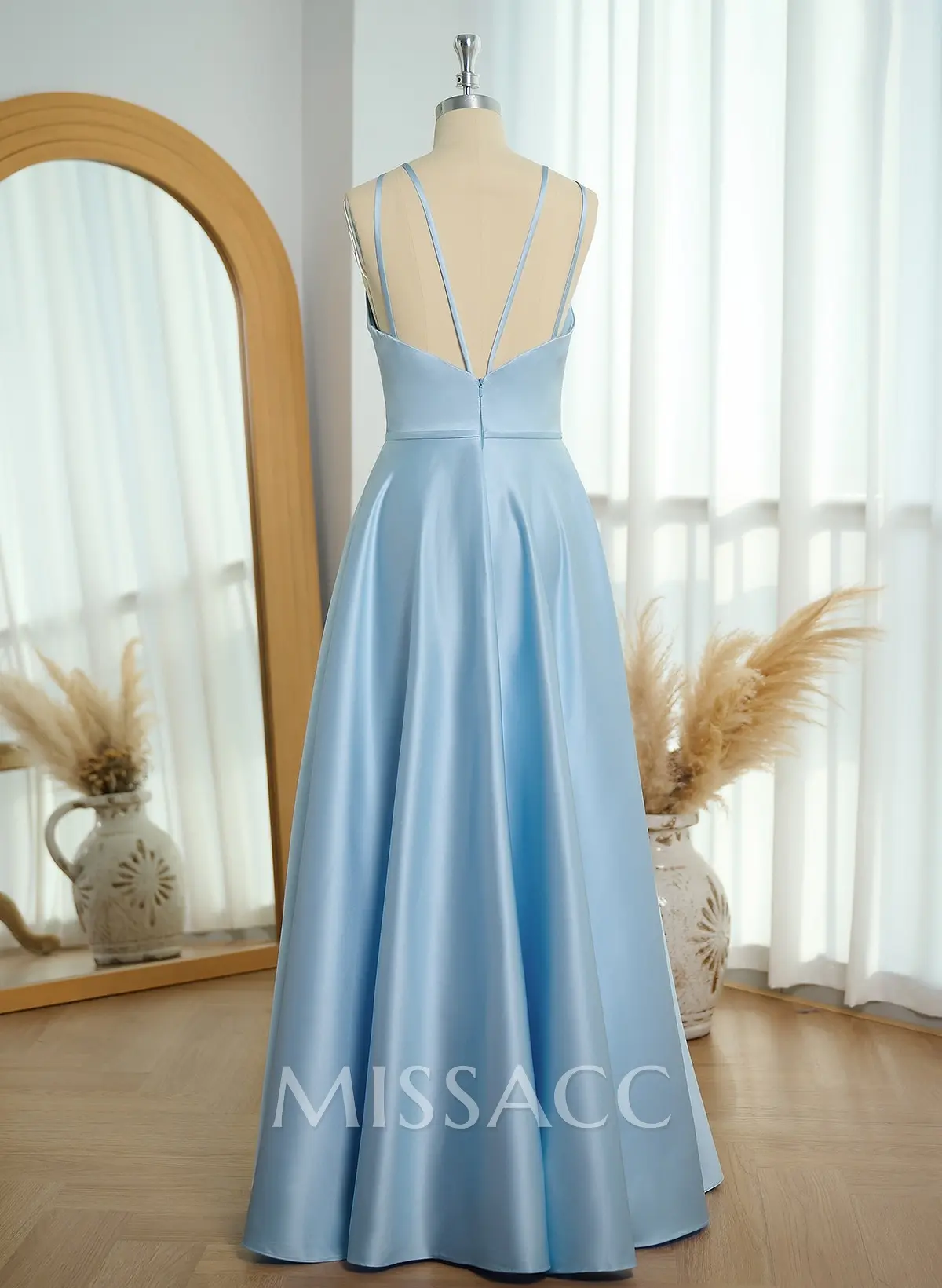 Classic Scoop Neck A-Line Floor-Length Satin Bridesmaid Dresses - Missacc Classic Scoop Neck A-Line Floor-Length Satin Bridesmaid Dresses - Missacc