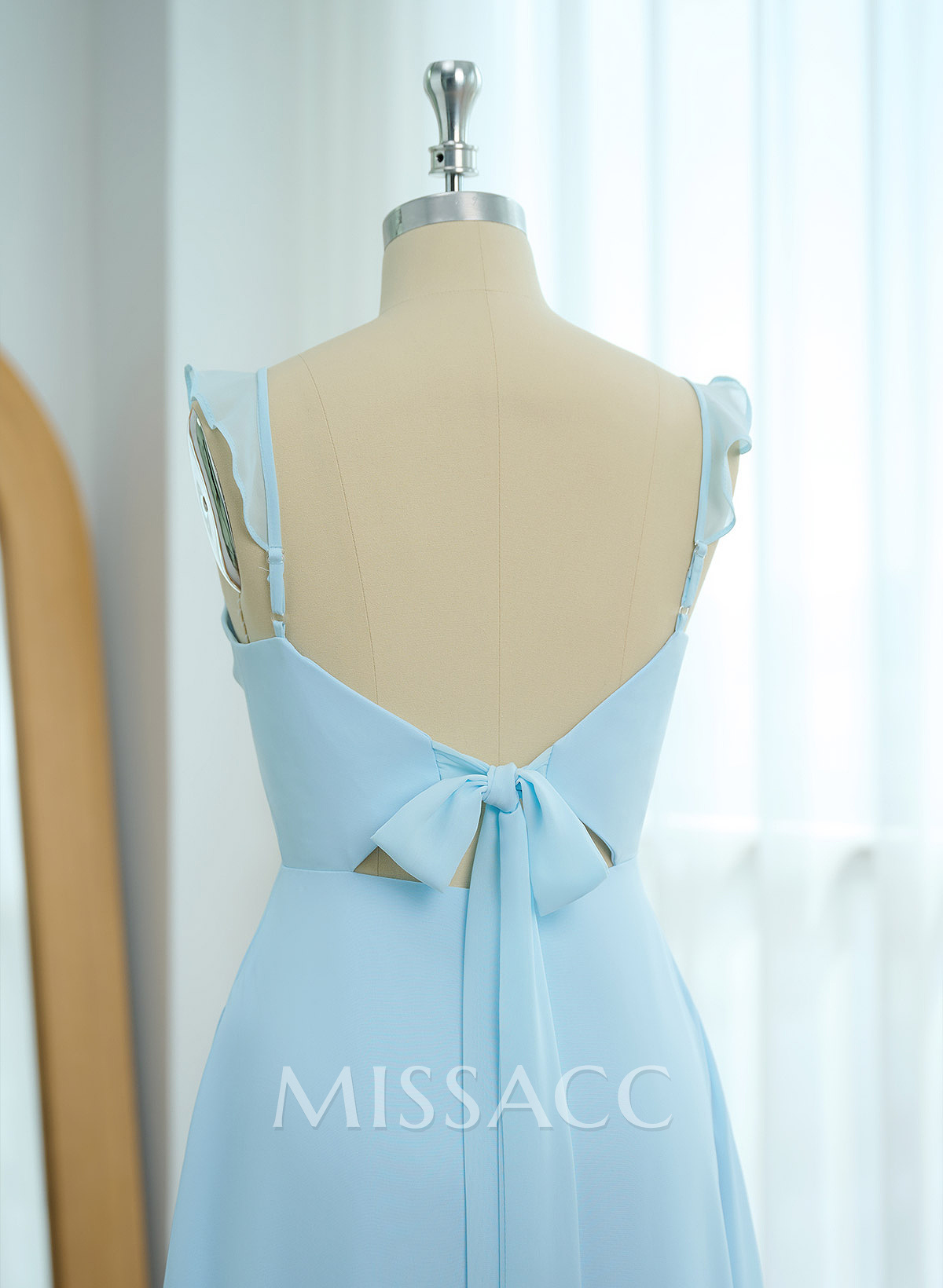 Simple V-Neck A-Line Floor-Length Chiffon Bridesmaid Dresses With Bow(s) Simple V-Neck A-Line Floor-Length Chiffon Bridesmaid Dresses With Bow(s)