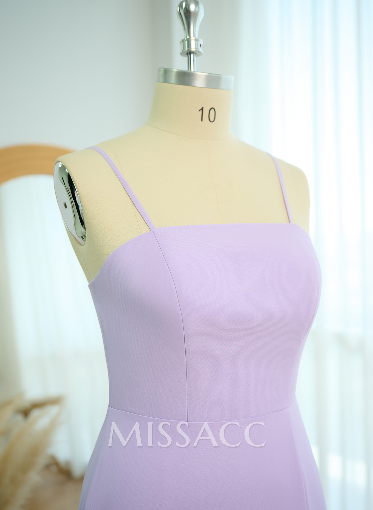 Classy Square Neckline Detachable Straps Split Front Floor-Length Chiffon Bridesmaid Dresses