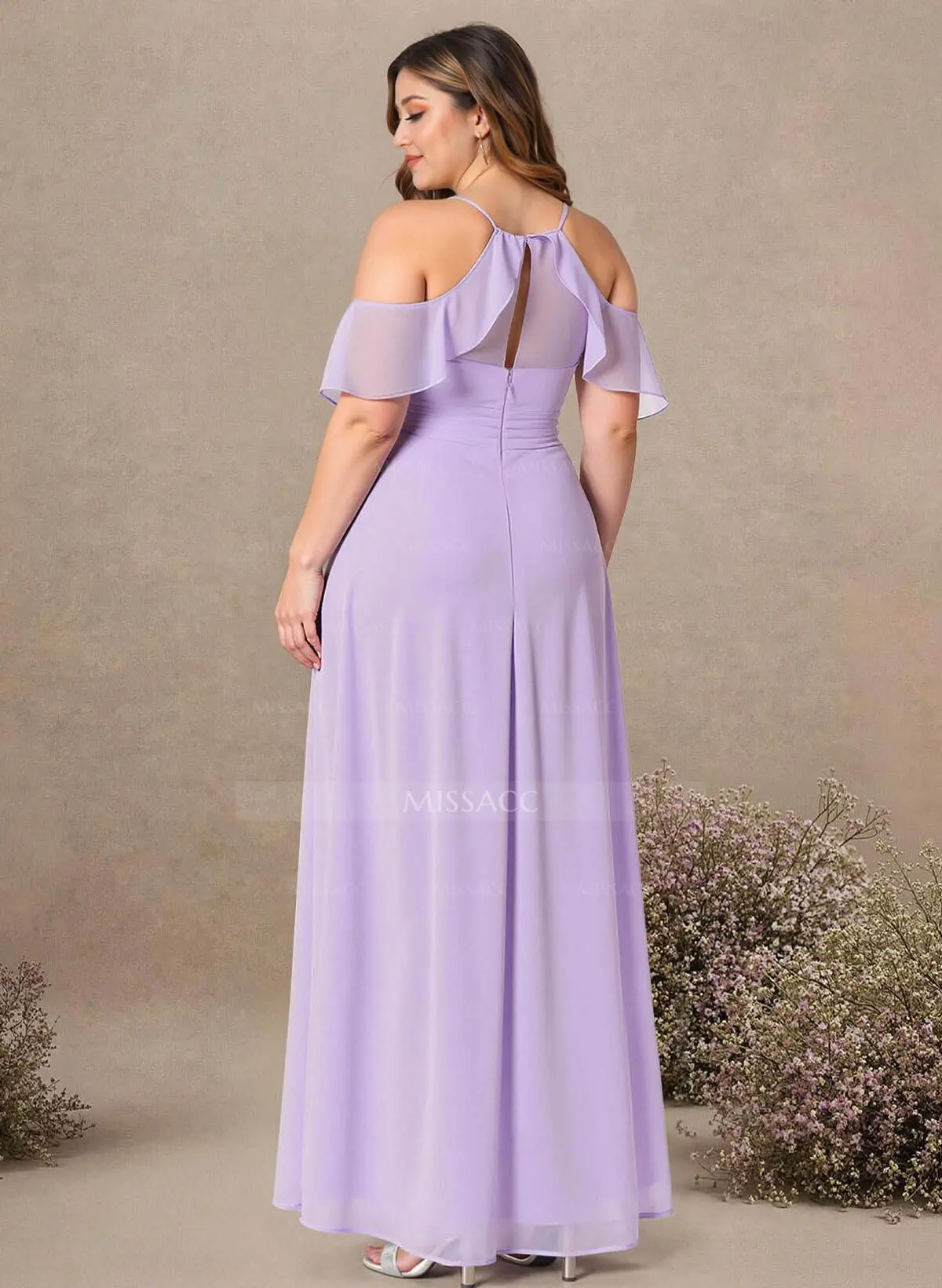 knee length navy blue bridesmaid dresses Blue Cold Shoulder A-line Long Bridesmaid Dress Blue / US 16 main image 1