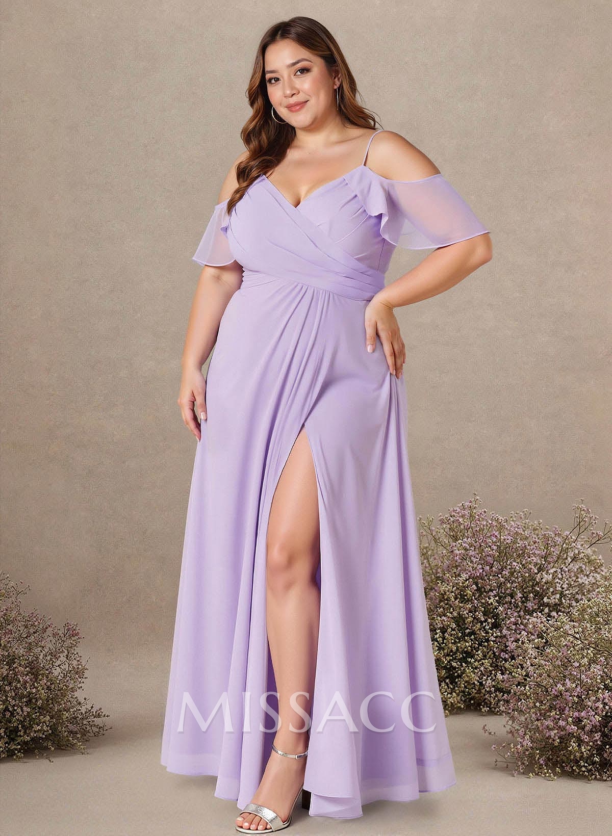 Unique Cold Shoulder A-Line Floor-Length Chiffon Bridesmaid Dresses With High Split Unique Cold Shoulder A-Line Floor-Length Chiffon Bridesmaid Dresses With High Split